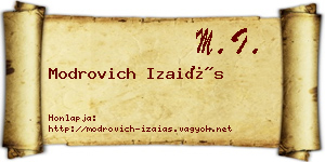 Modrovich Izaiás névjegykártya